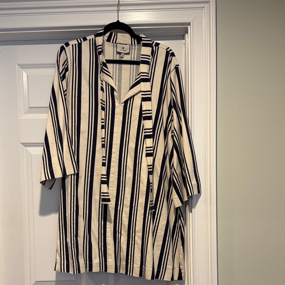 Tuckernuck dark navy & cream cabana stripe mini dress xxl